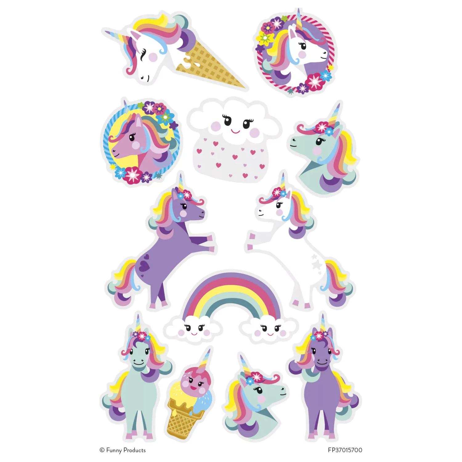 Unicorn Rainbow Tattoo 12-teilig Produktfoto