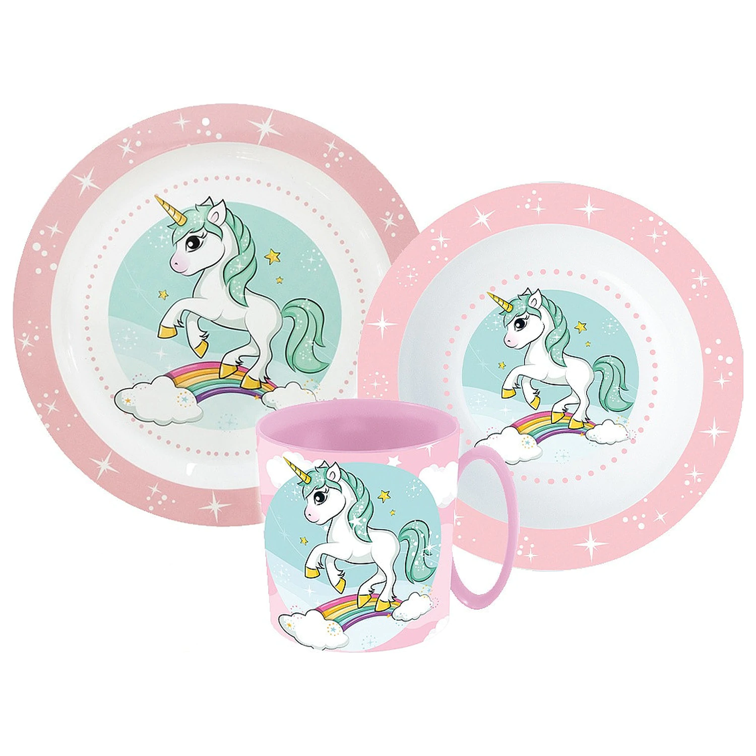 Unicorn Range Geschirr-Set, Mikroplastik-Set mit 350 ml Tasse Produktfoto