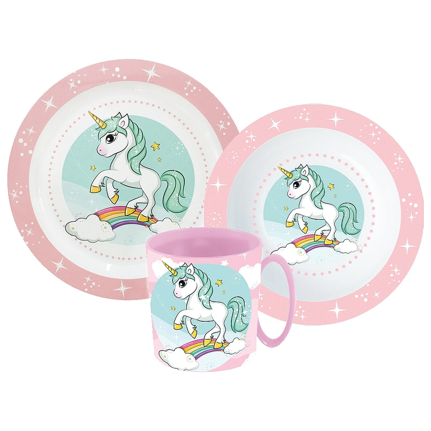 Unicorn Range Geschirr Set, Mikro-Plastik Set mit Tasse Produktfoto