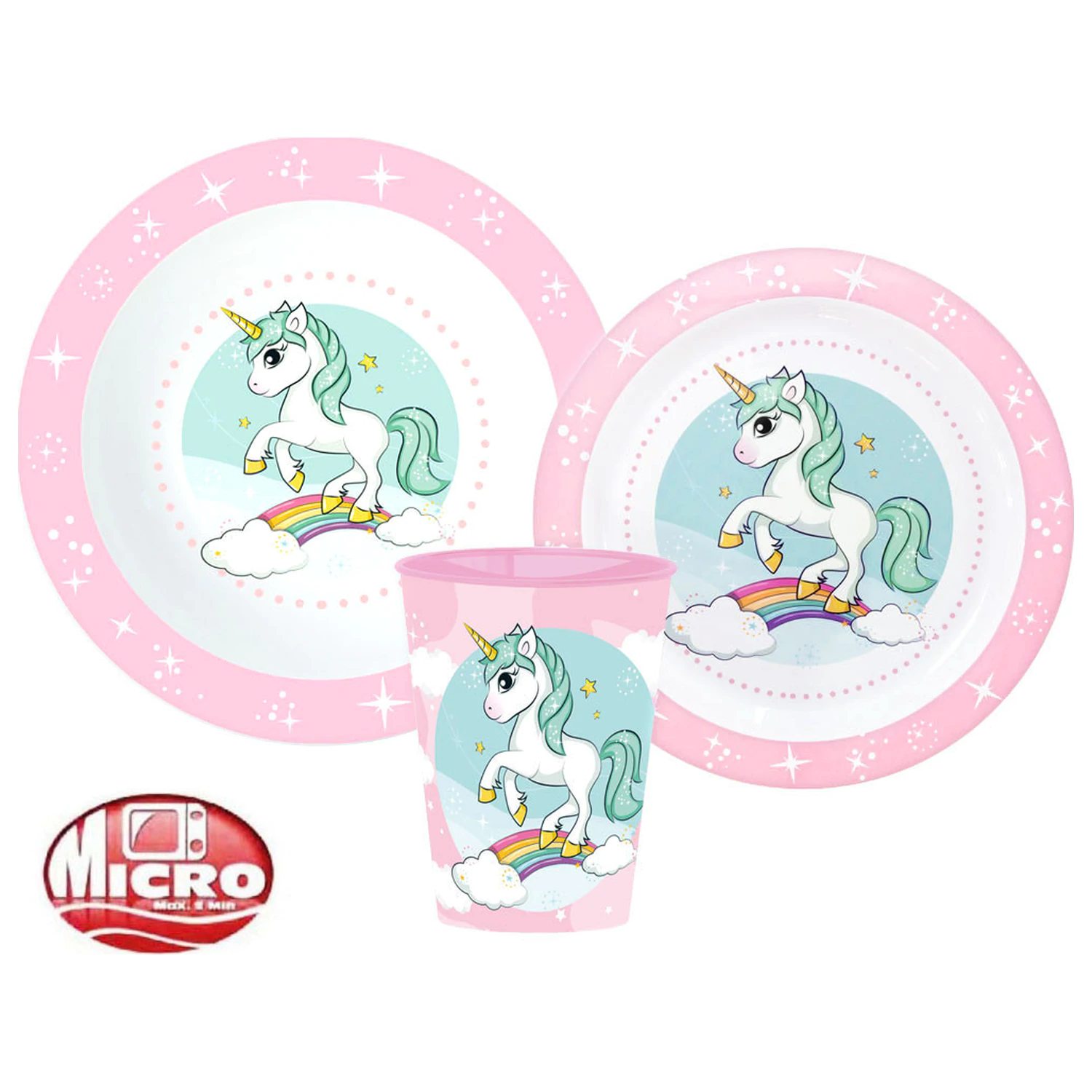Unicorn Range Speiseservice, Mikroplastik-Set, mit Glas 260 ml Produktfoto
