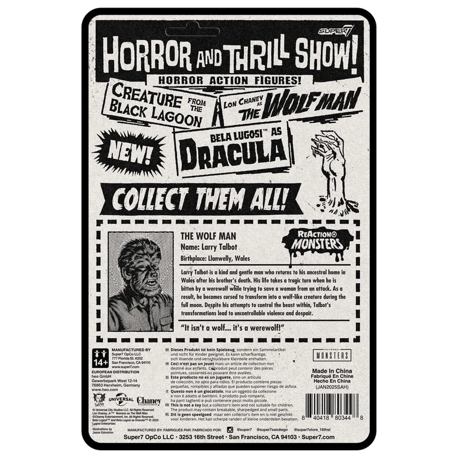 Universal Monsters ReAction+ Actionfigur Wave 1 The Wolf Man 10 cm Produktfoto