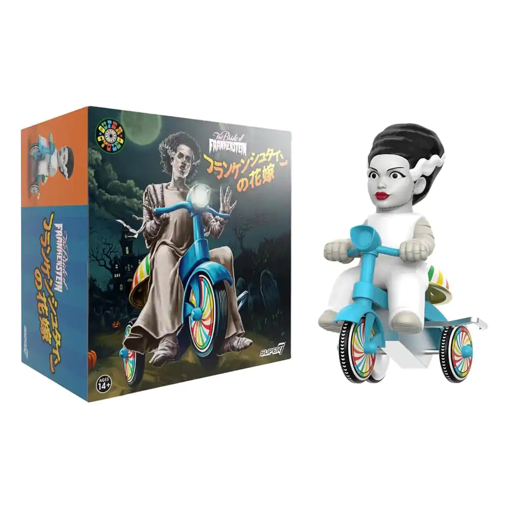 Universal Monsters Super Cycles Actionfigur Bride of Frankenstein (White with Blue Trike) 13 cm Produktfoto