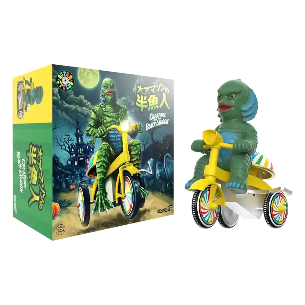 Universal Monsters Super Cycles Actionfigur Der Schrecken vom Amazonas (Dark Green with Yellow Trike) 13 cm Produktfoto