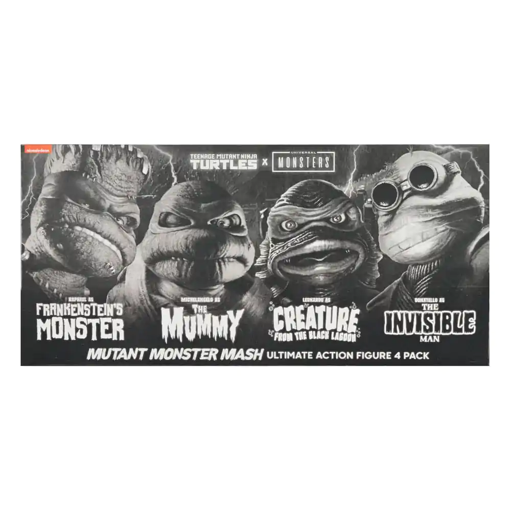 Universal Monsters x Teenage Mutant Ninja Turtles Actionfiguren 4er-Pack Turtles Black & White 18 cm termékfotó