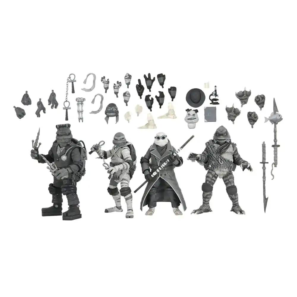 Universal Monsters x Teenage Mutant Ninja Turtles Actionfiguren 4er-Pack Turtles Black & White 18 cm termékfotó