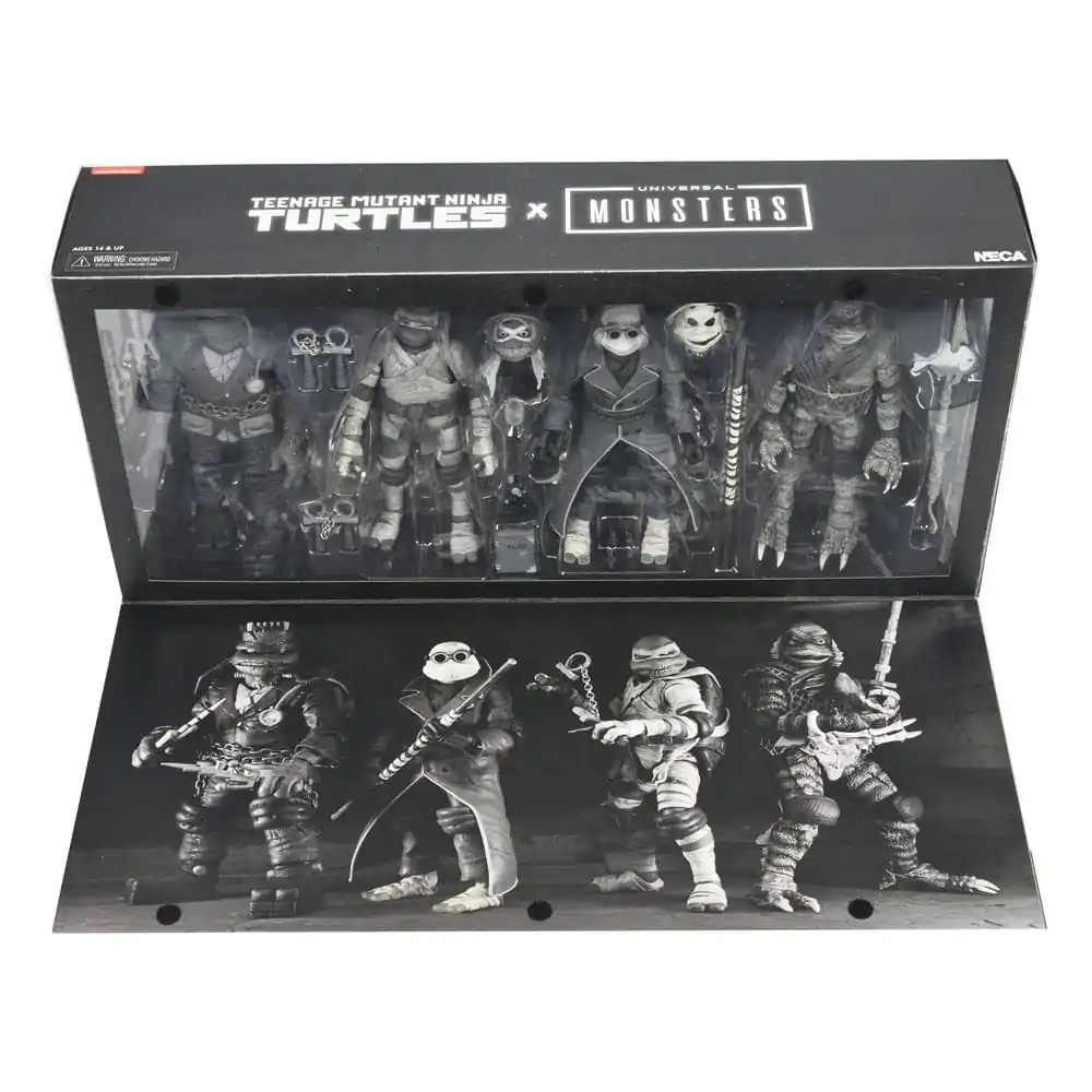 Universal Monsters x Teenage Mutant Ninja Turtles Actionfiguren 4er-Pack Turtles Black & White 18 cm termékfotó