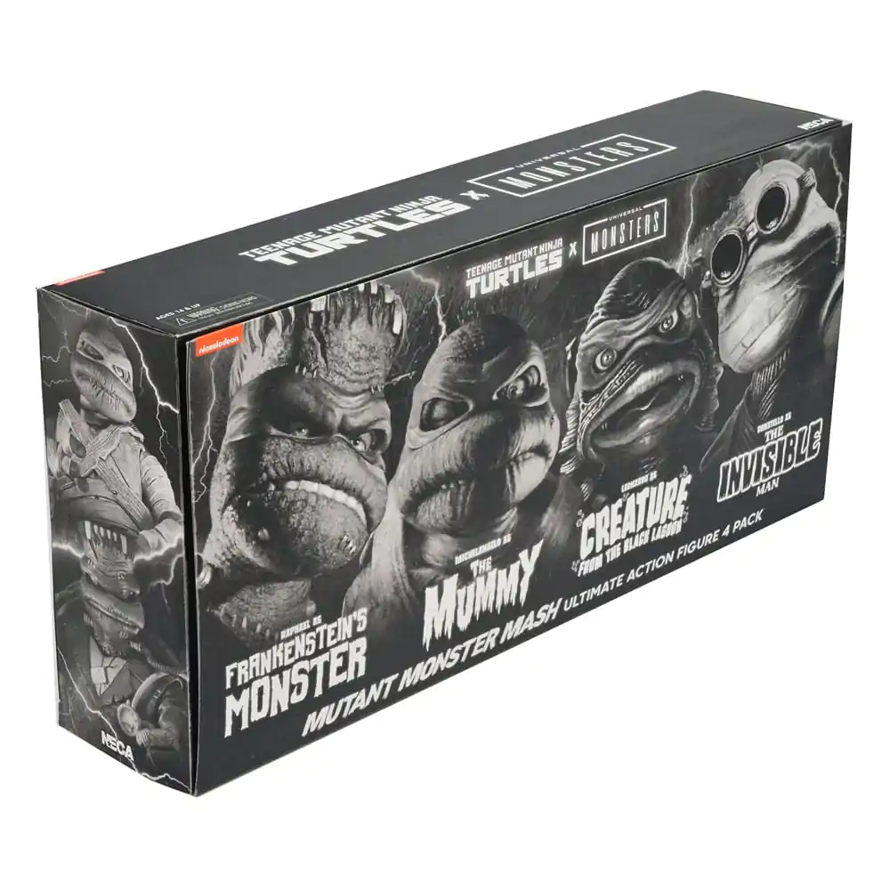 Universal Monsters x Teenage Mutant Ninja Turtles Actionfiguren 4er-Pack Turtles Black & White 18 cm termékfotó