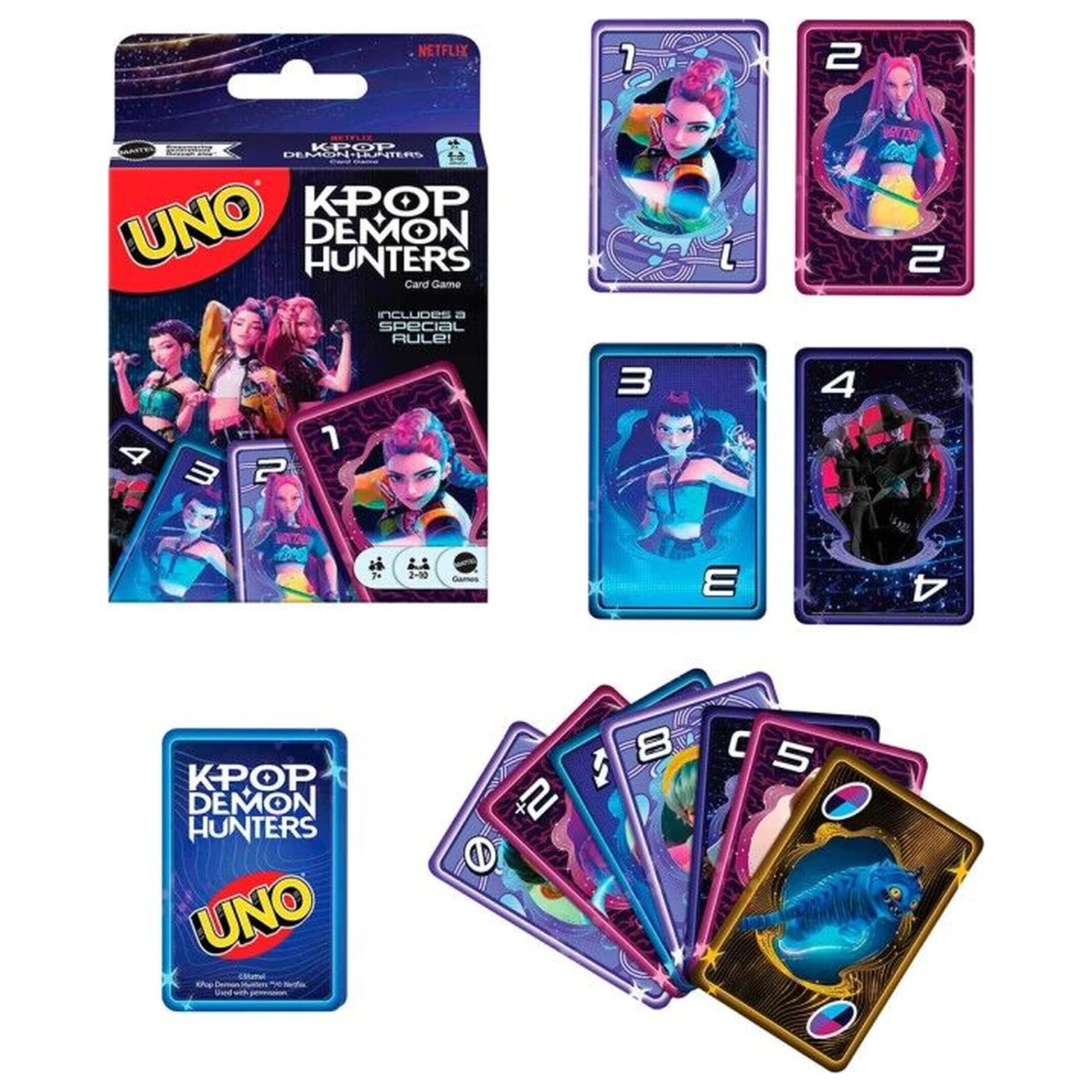 UNO K-Pop Demon Hunters Kartenspiel Produktfoto