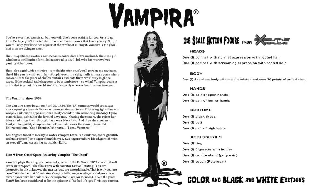 Vampira Actionfigur 1/6 Vampira Regular Monochrome Ver. 30 cm Produktfoto