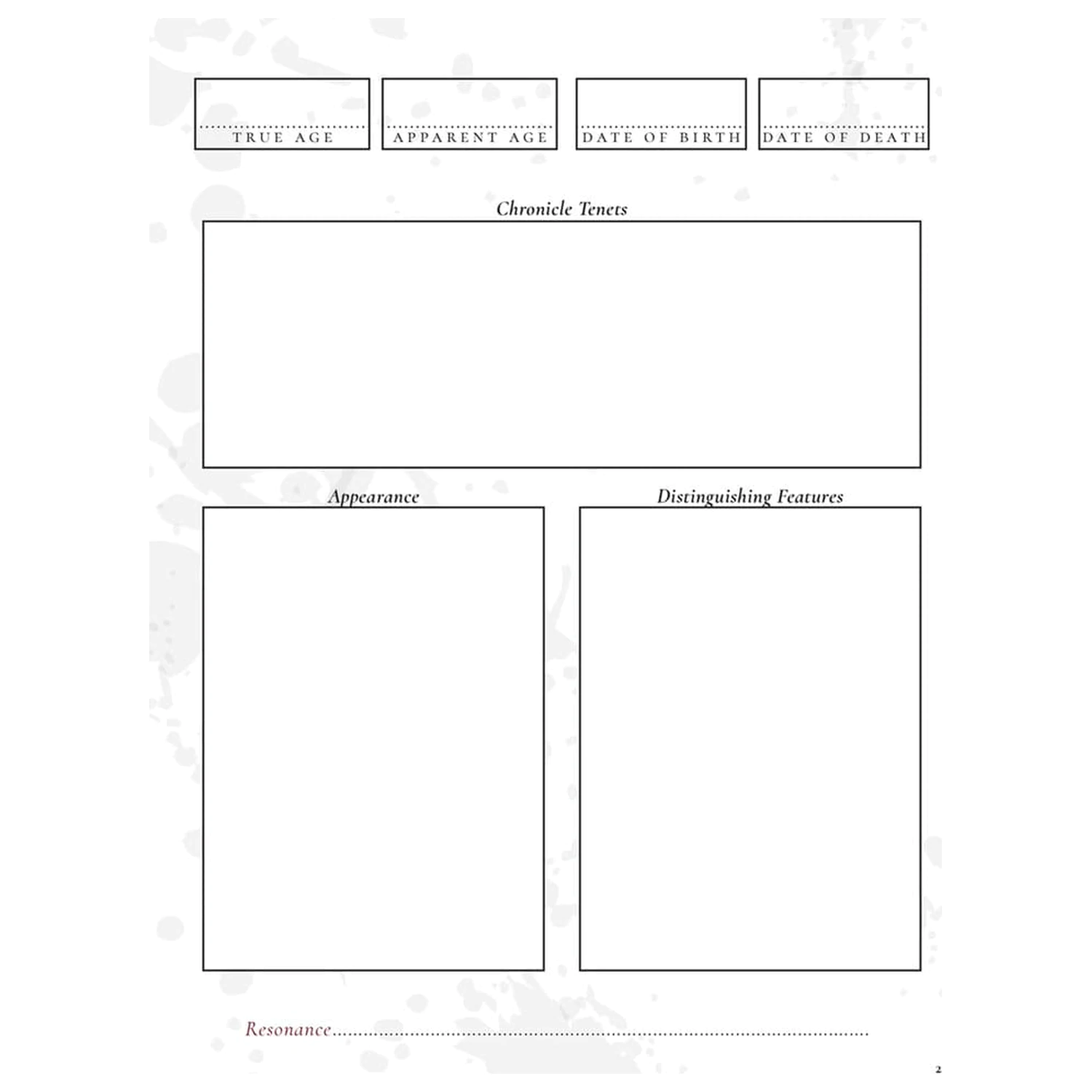 Vampire: The Masquerade 5th Edition Rollenspiel Notizbuch Erweitertes Charakterbogen Notizbuch *Englische Version* Produktfoto