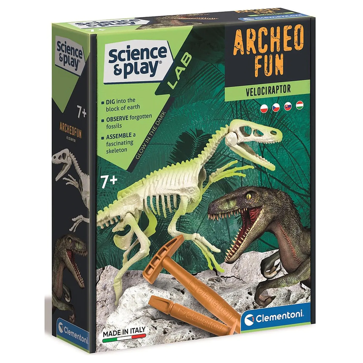 Light-Up Velociraptor Archeo Fun Archäologie Set Produktfoto