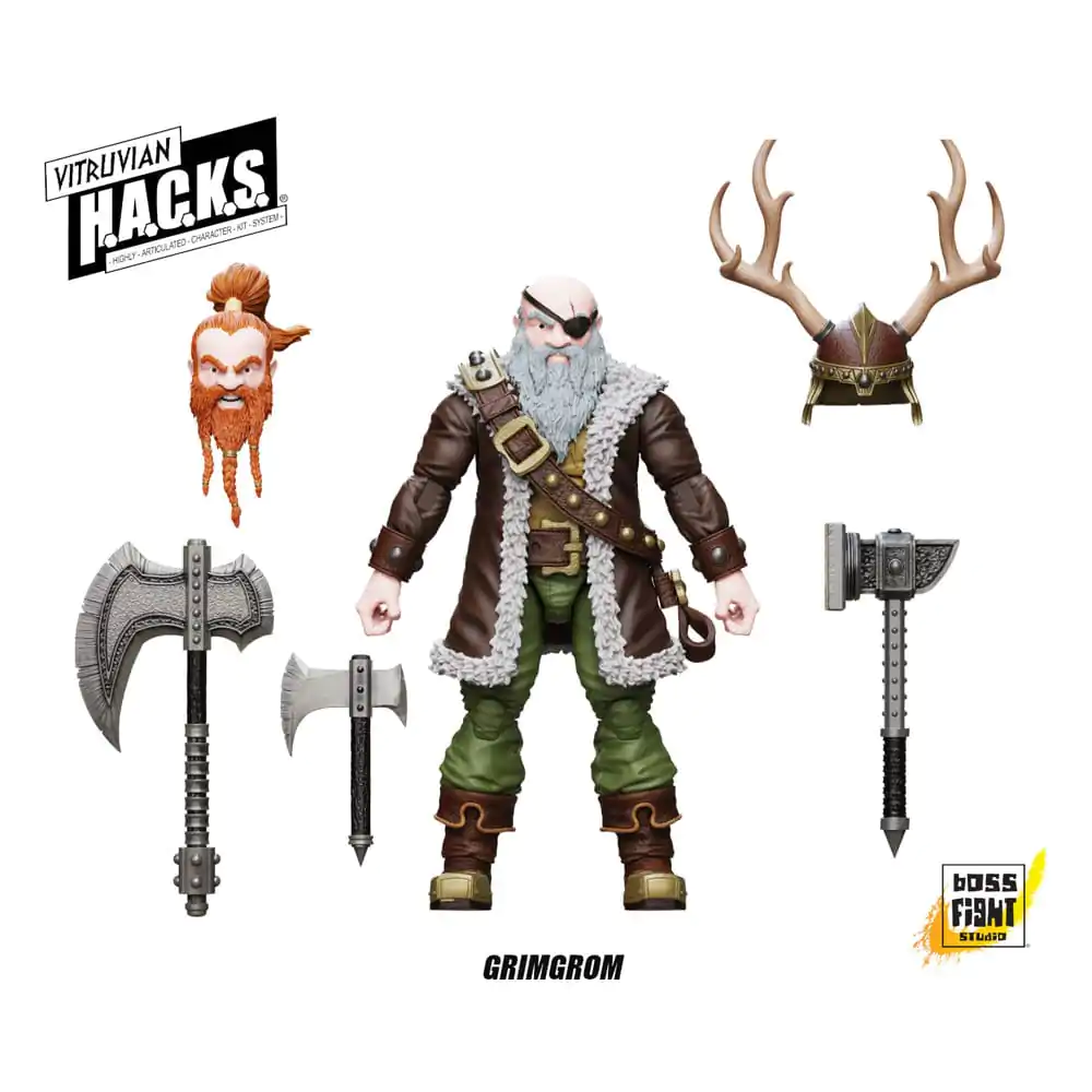 Vitruvian H.A.C.K.S. Actionfigur Dwarf Mercenary Grimgrom Produktfoto