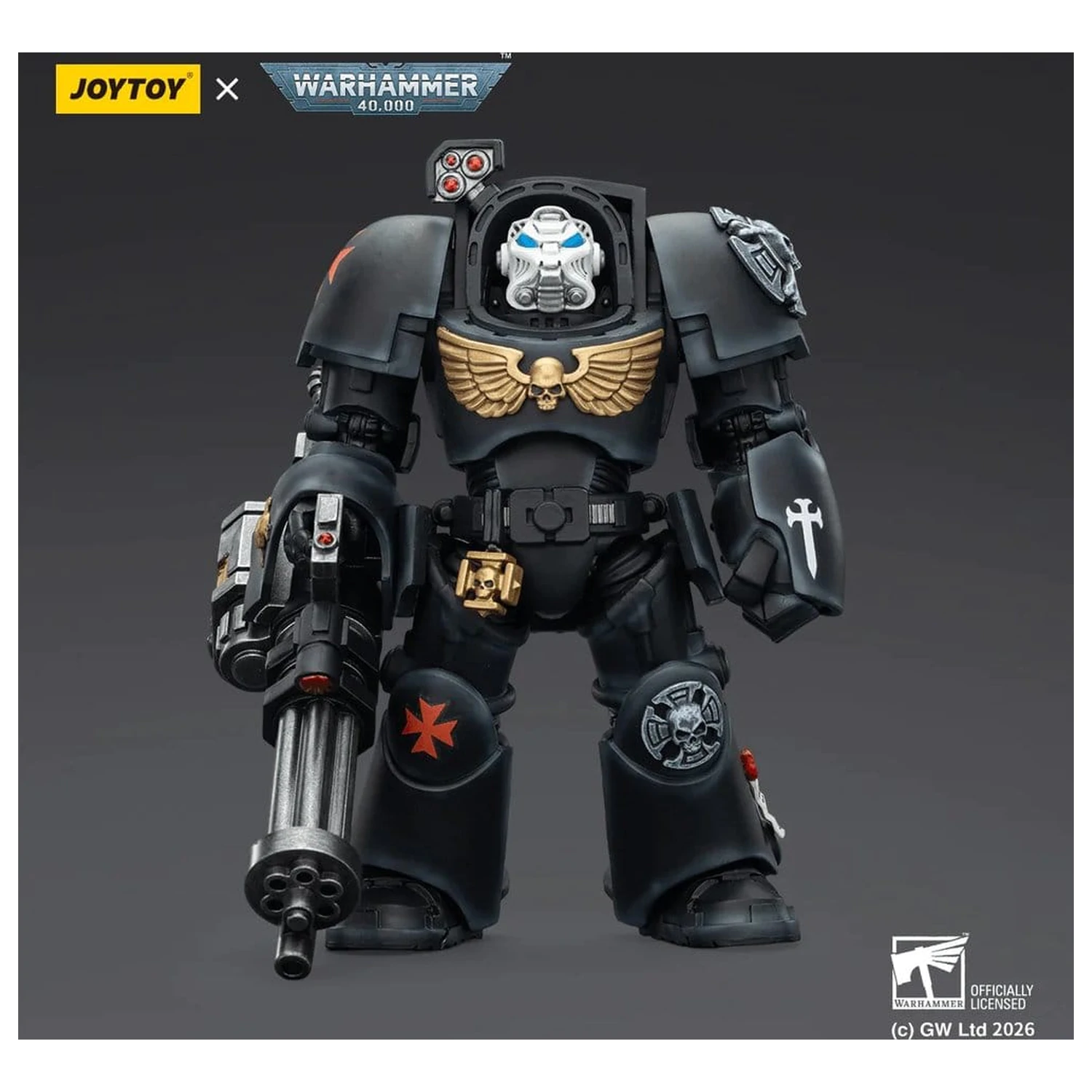 Warhammer 40,000 Actionfigur Black Templars Terminator 3 mit Power Fist und Assault Cannon 14 cm Produktfoto