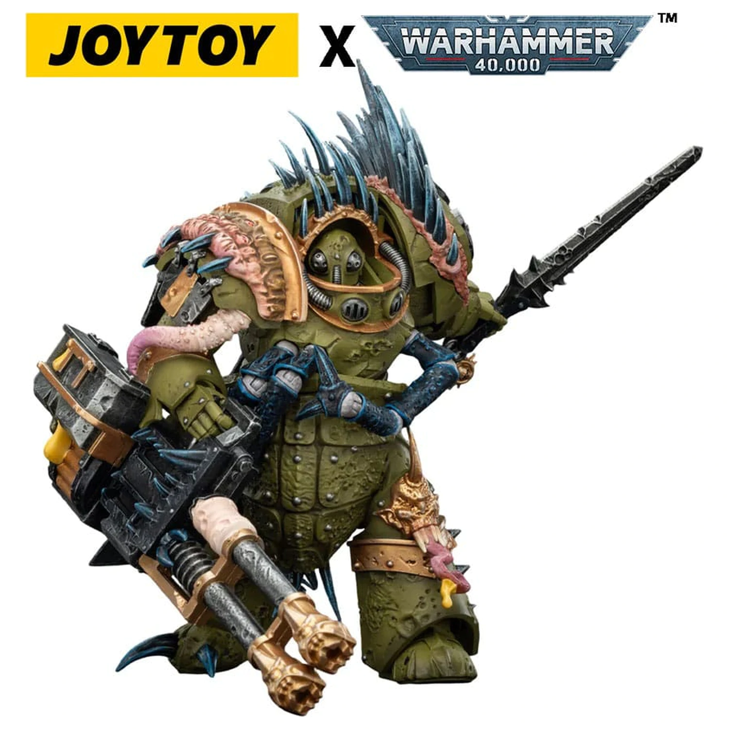 Warhammer 40,000 Actionfigur Death Guard Blightlord Terminator 1 mit Reaper Autocannon and Bubotic Blades 14 Zentimeter Produktfoto