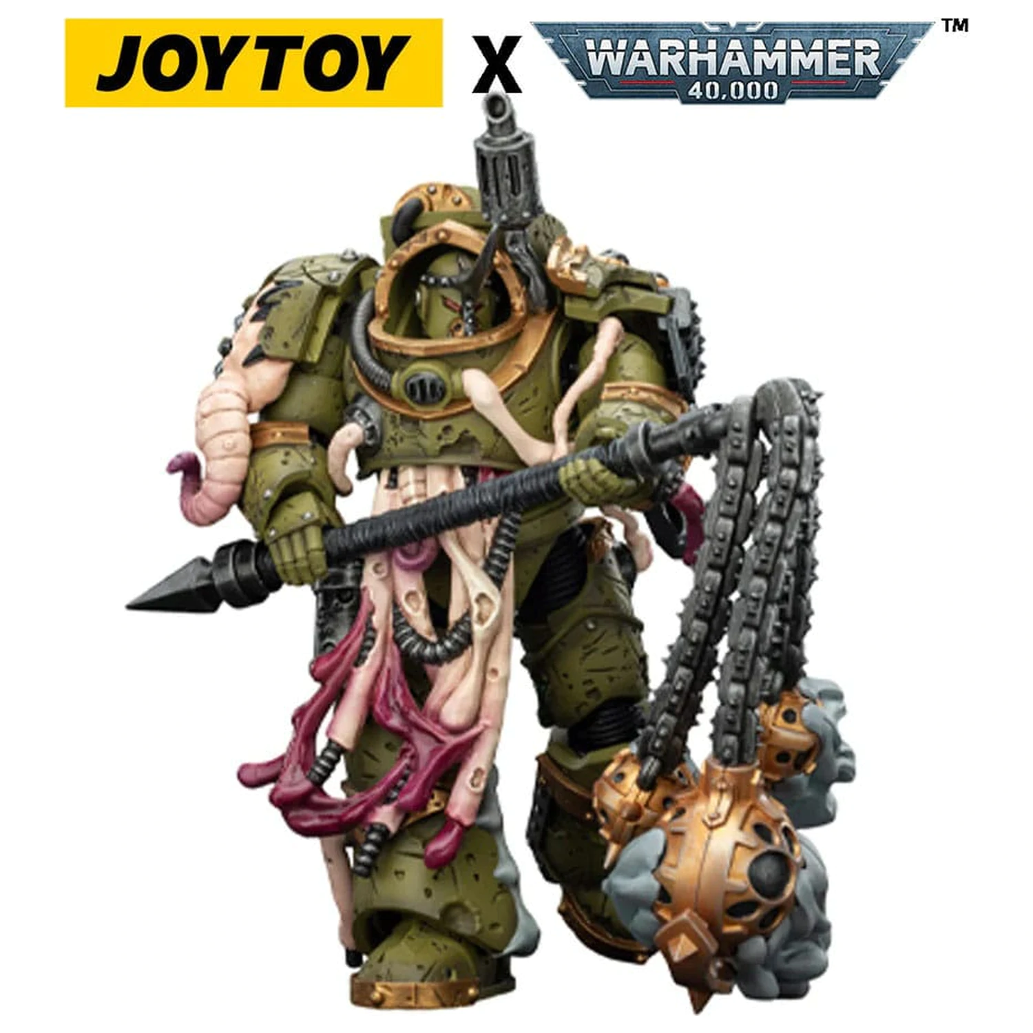 Warhammer 40,000 Action Figur Death Guard Blightlord Terminator 2 mit Flail of Corruption 14 cm Produktfoto