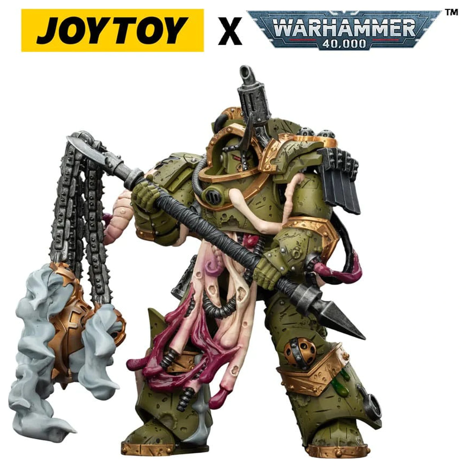 Warhammer 40,000 Action Figur Death Guard Blightlord Terminator 2 mit Flail of Corruption 14 cm Produktfoto