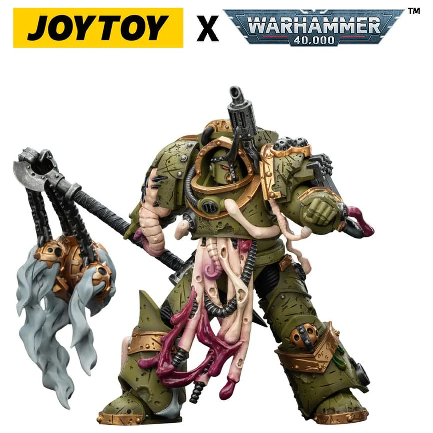 Warhammer 40,000 Action Figur Death Guard Blightlord Terminator 2 mit Flail of Corruption 14 cm Produktfoto