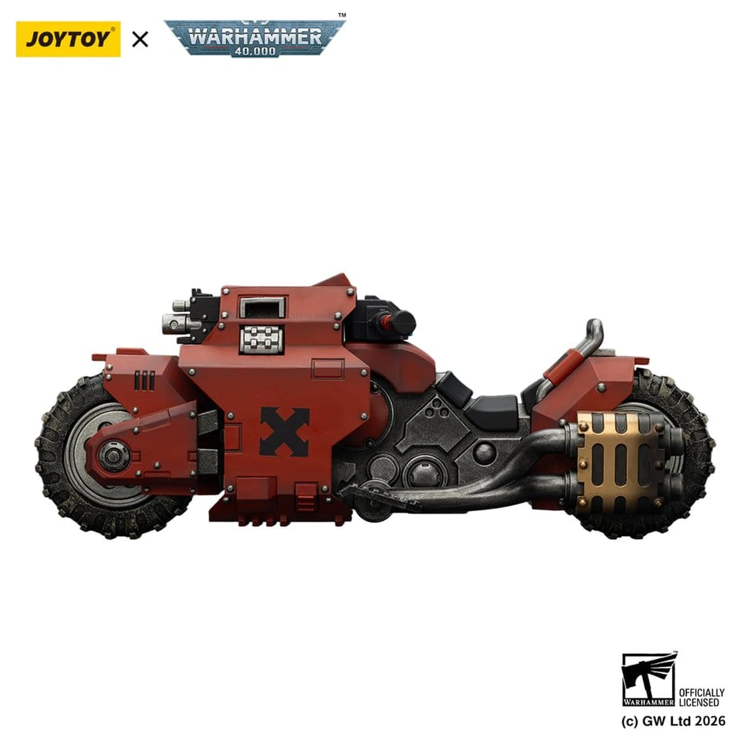 Warhammer 40,000 Raider-pattern Kampfmotorrad Blood Angels mit zwillingsgelenkten Bolter-Gewehren 22 cm Produktfoto
