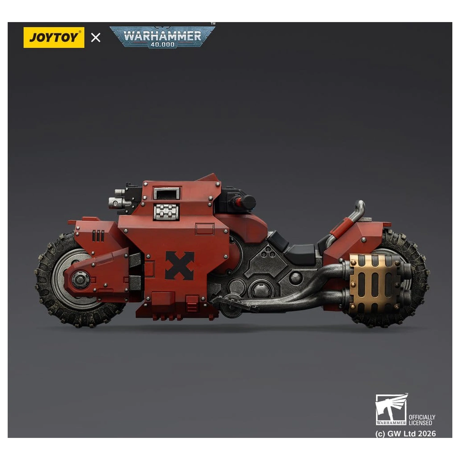 Warhammer 40,000 Raider-pattern Kampfmotorrad Blood Angels mit zwillingsgelenkten Bolter-Gewehren 22 cm Produktfoto