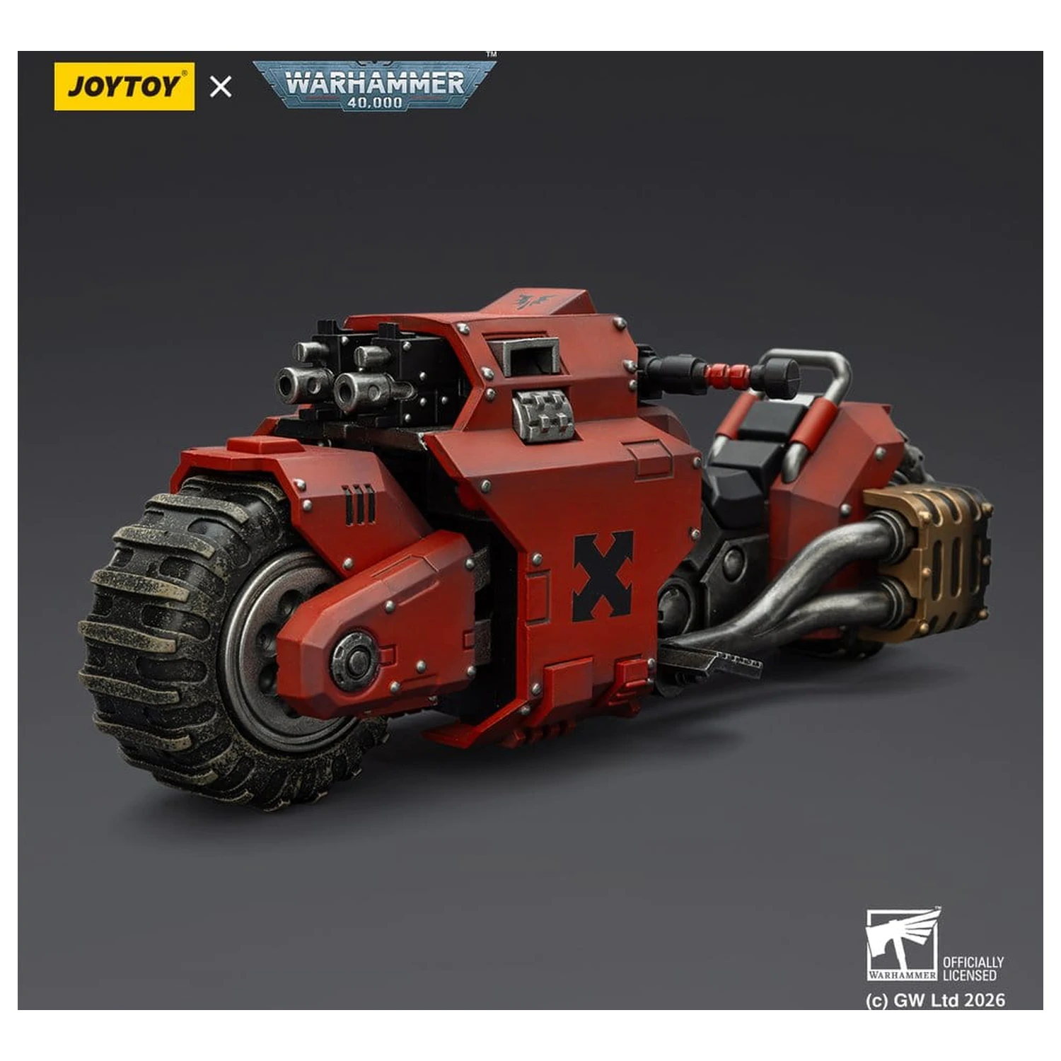 Warhammer 40,000 Raider-pattern Kampfmotorrad Blood Angels mit zwillingsgelenkten Bolter-Gewehren 22 cm Produktfoto