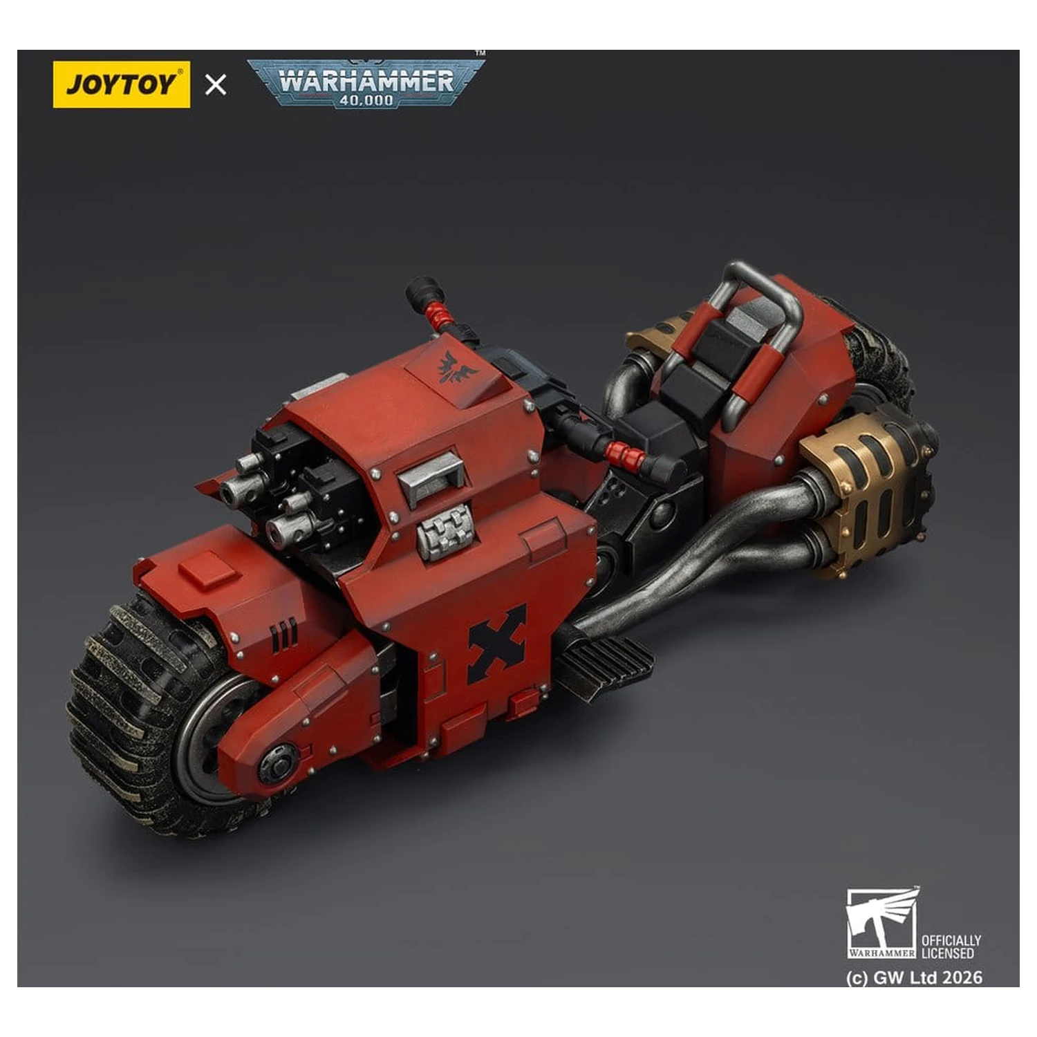 Warhammer 40,000 Raider-pattern Kampfmotorrad Blood Angels mit zwillingsgelenkten Bolter-Gewehren 22 cm Produktfoto