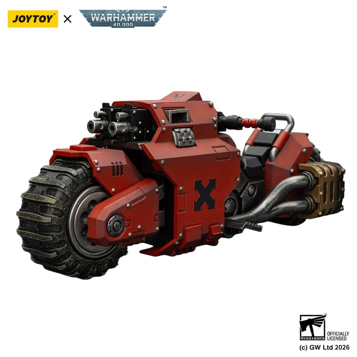 Warhammer 40,000 Raider-pattern Kampfmotorrad Blood Angels mit zwillingsgelenkten Bolter-Gewehren 22 cm Produktfoto