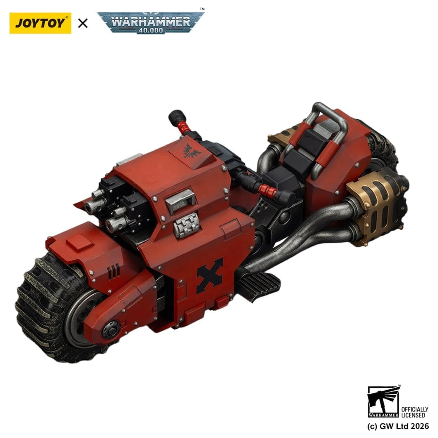 Warhammer 40,000 Raider-pattern Kampfmotorrad Blood Angels mit zwillingsgelenkten Bolter-Gewehren 22 cm Produktfoto