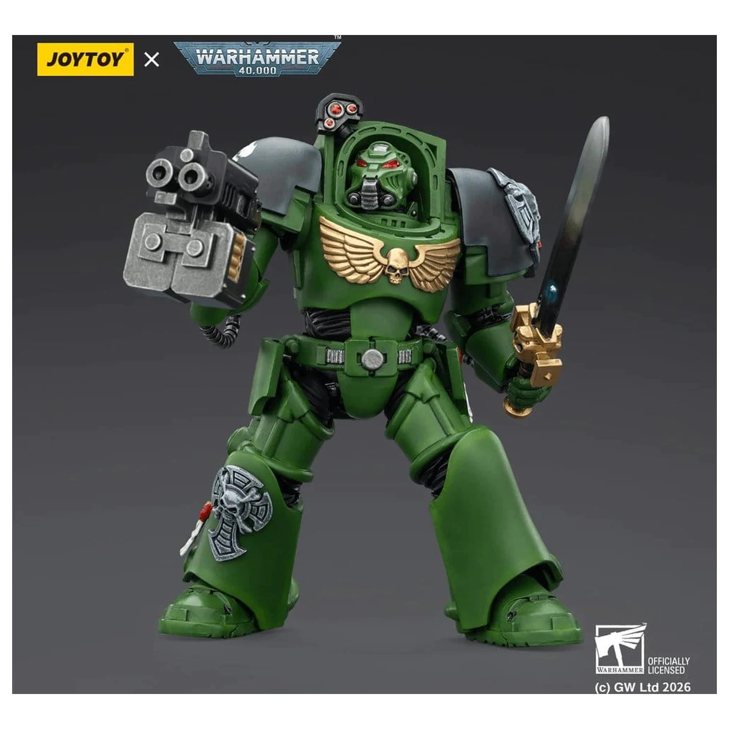 Warhammer 40,000 Actionfigur Salamanders Terminator 1 mit Power Sword und Storm Bolter 14 cm Produktfoto