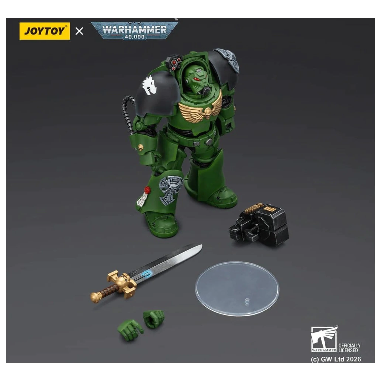 Warhammer 40,000 Actionfigur Salamanders Terminator 1 mit Power Sword und Storm Bolter 14 cm Produktfoto
