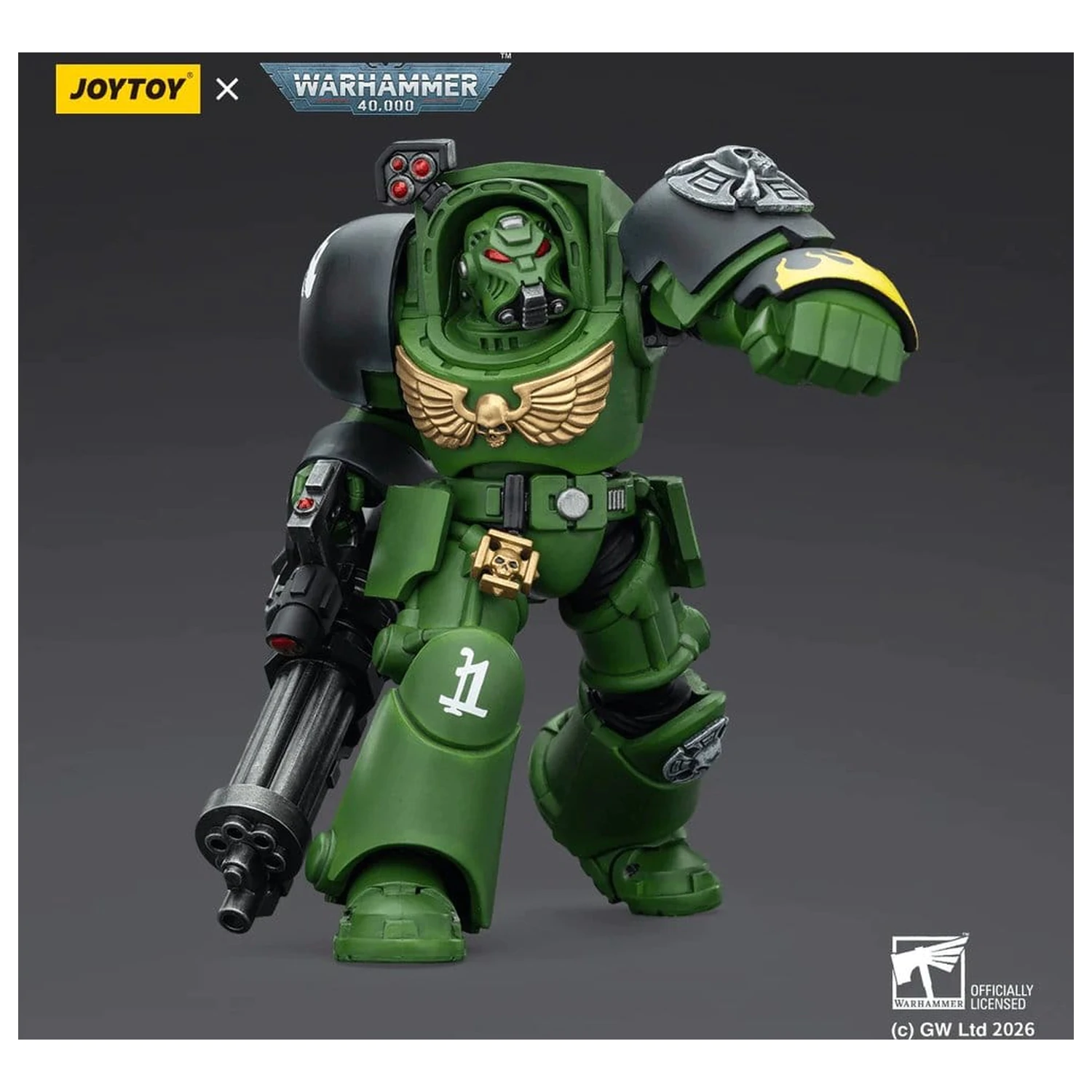 Warhammer 40,000 Actionfigur Salamanders Terminator 3 mit Power Fist und Assault Cannon 14 cm Produktfoto