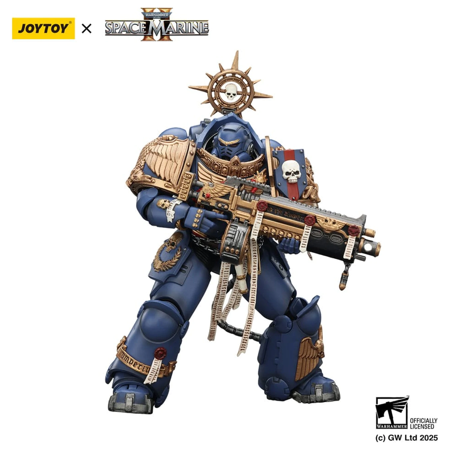 Warhammer 40,000: Space Marine 2 Actionfigur Ultramarines Heavy Relic Primus Armor mit Heavy Relic Bolt Rifle 13 cm Produktfoto