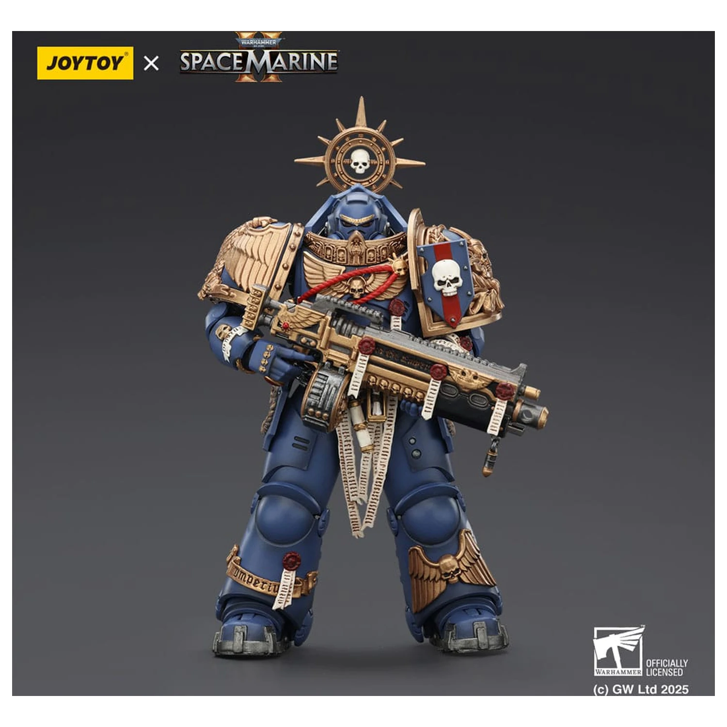 Warhammer 40,000: Space Marine 2 Actionfigur Ultramarines Heavy Relic Primus Armor mit Heavy Relic Bolt Rifle 13 cm Produktfoto