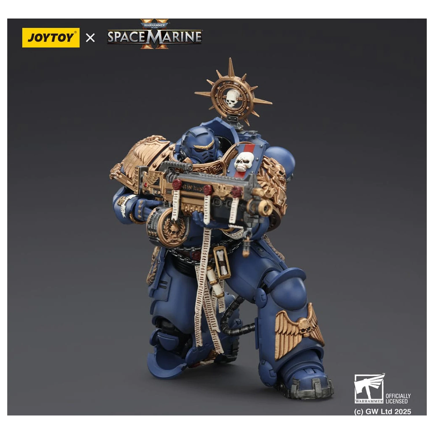 Warhammer 40,000: Space Marine 2 Actionfigur Ultramarines Heavy Relic Primus Armor mit Heavy Relic Bolt Rifle 13 cm Produktfoto
