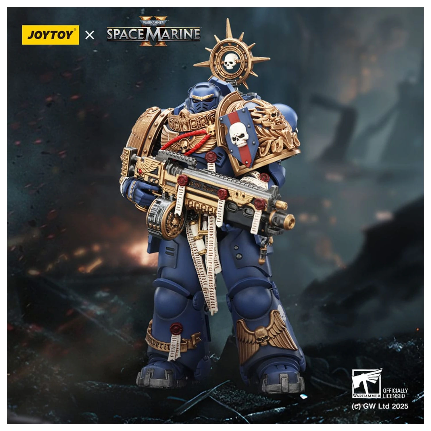 Warhammer 40,000: Space Marine 2 Actionfigur Ultramarines Heavy Relic Primus Armor mit Heavy Relic Bolt Rifle 13 cm Produktfoto