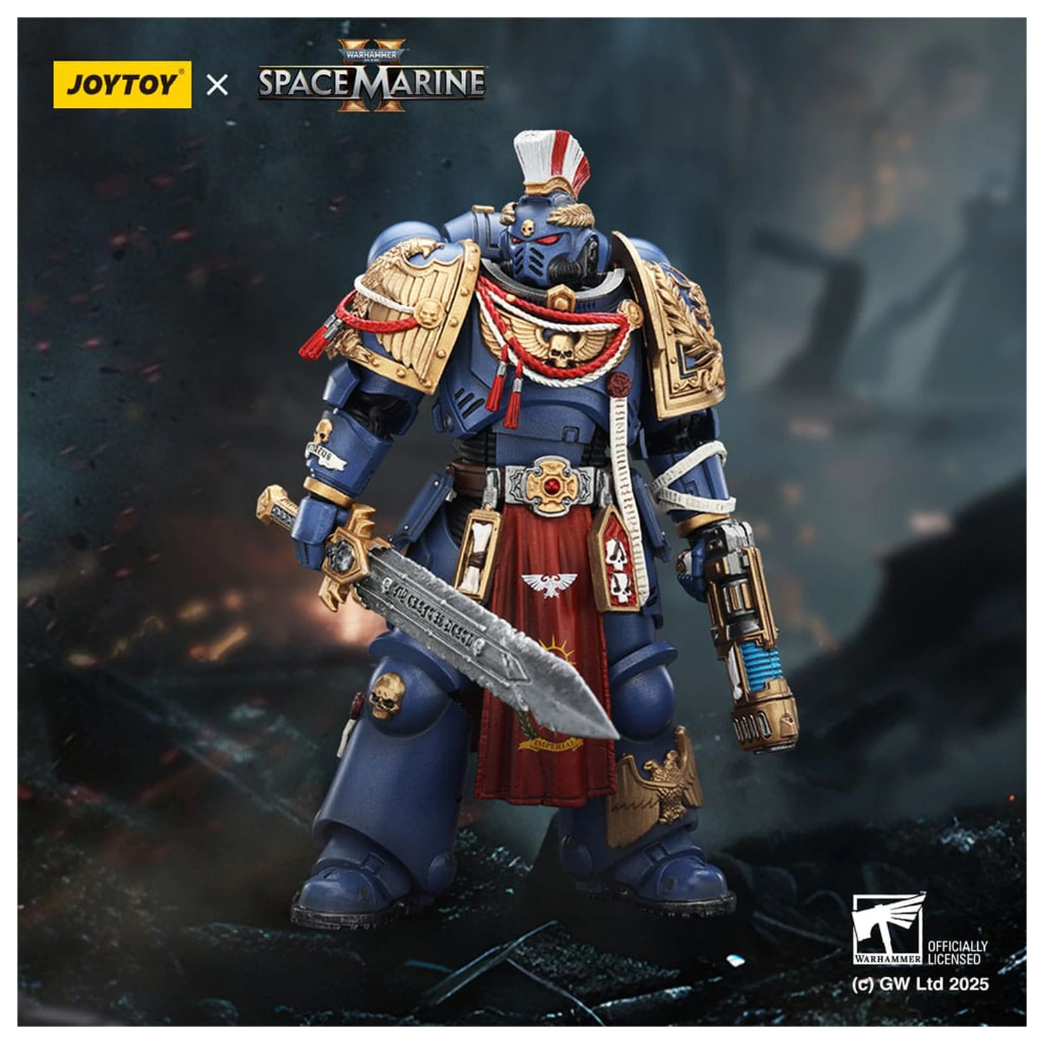 Warhammer 40,000: Space Marine 2 Actionfigur Ultramarines Relic Primus Armour mit Plasma Pistol und Combat Blade 13 cm Produktfoto