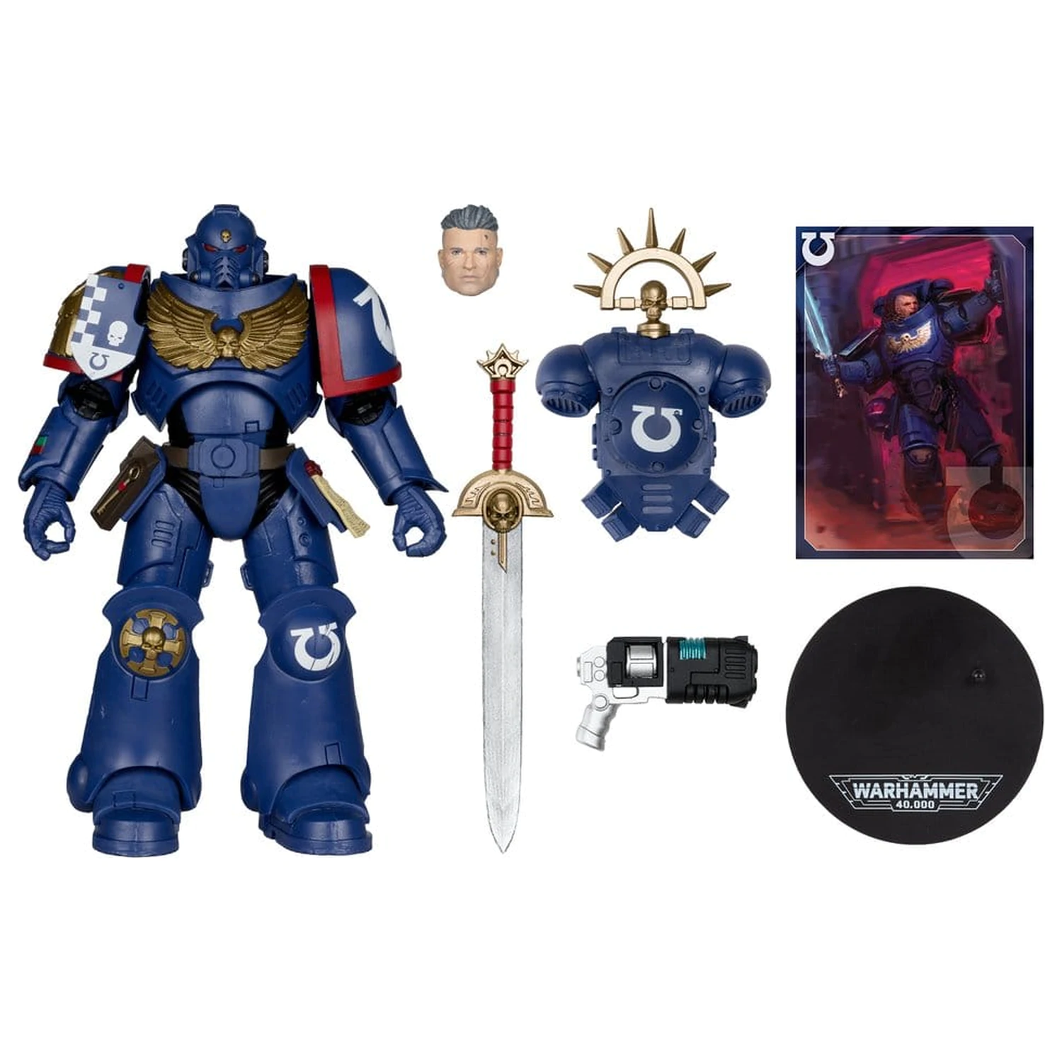 Warhammer 40,000 Total War Action Figur 3rd Company Lieutenant (Ultramarines) 18 cm Produktfoto