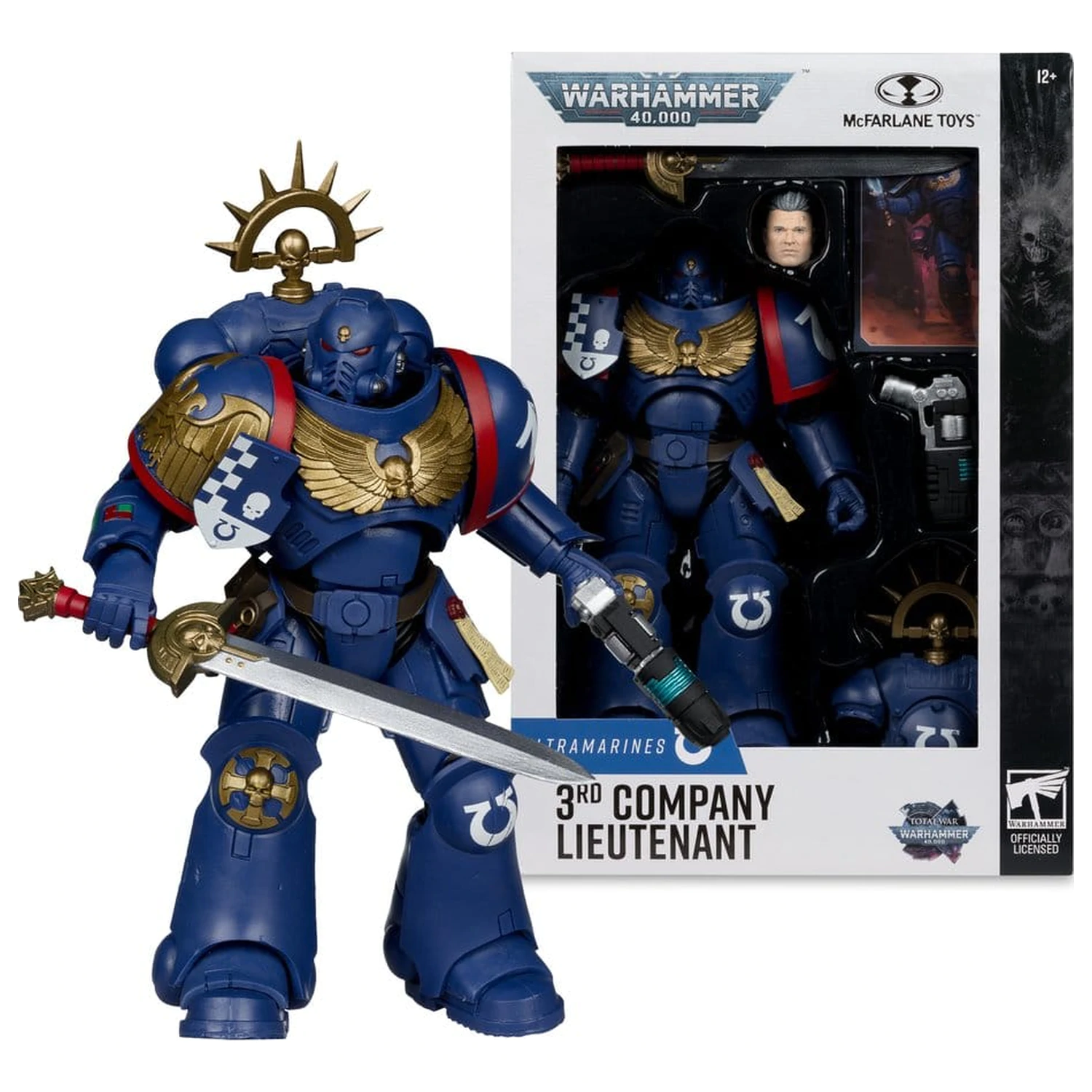 Warhammer 40,000 Total War Action Figur 3rd Company Lieutenant (Ultramarines) 18 cm Produktfoto
