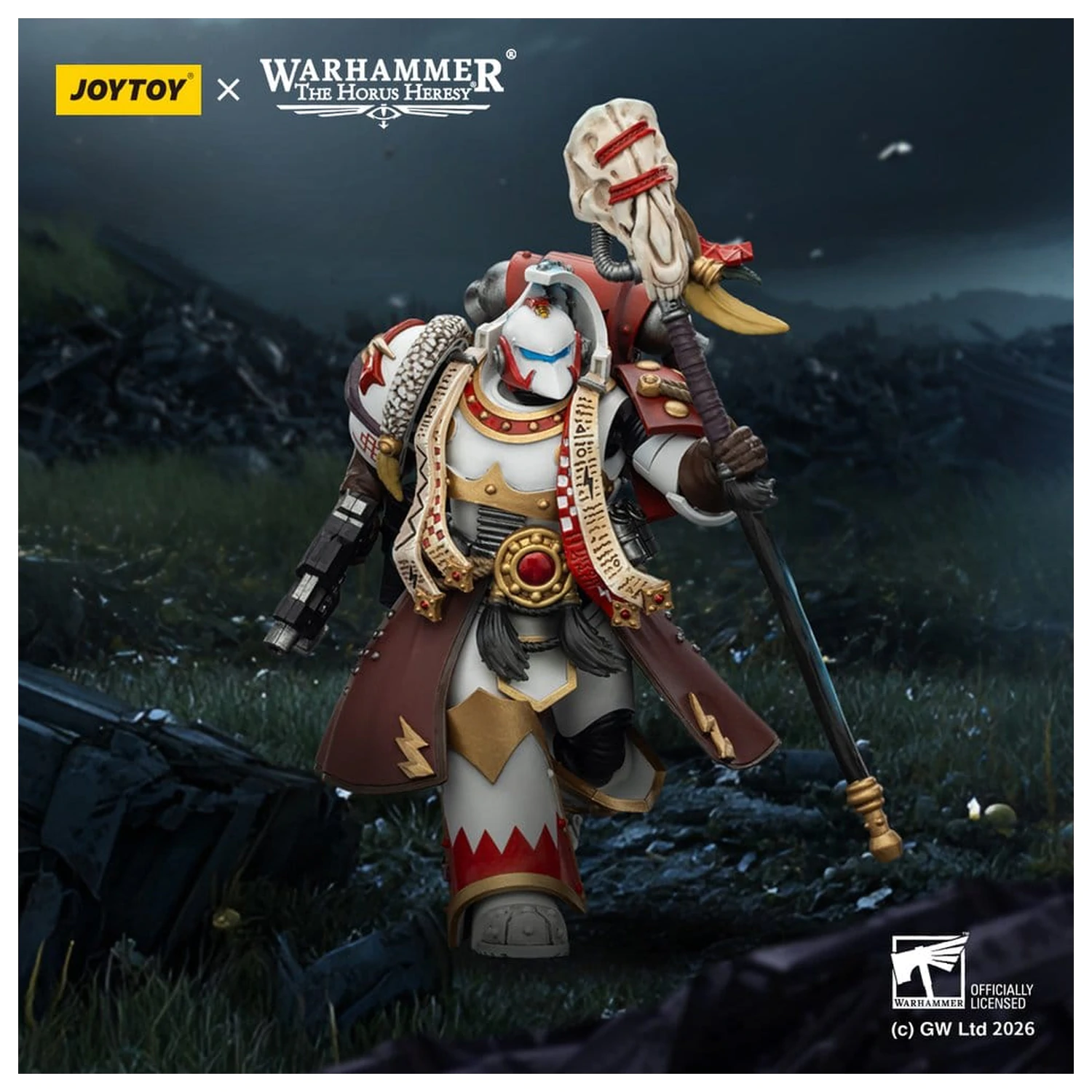 Warhammer 40,000 Actionfigur White Scars Stormseer Consul with Force Staff and Bolt Pistol 12 cm Produktfoto