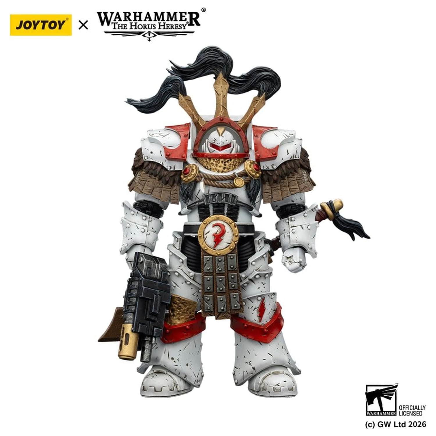 Warhammer 40,000 Actionfigur White Scars Legion Praetor in Cataphractii Terminator Armour mit Cyber Hawk Chogorian Schwert und Combi-Melta 14 cm Produktfoto
