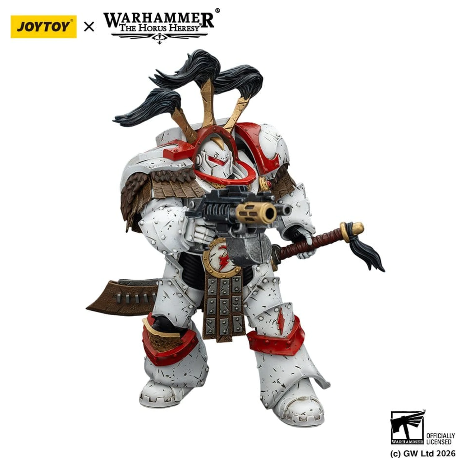 Warhammer 40,000 Actionfigur White Scars Legion Praetor in Cataphractii Terminator Armour mit Cyber Hawk Chogorian Schwert und Combi-Melta 14 cm Produktfoto