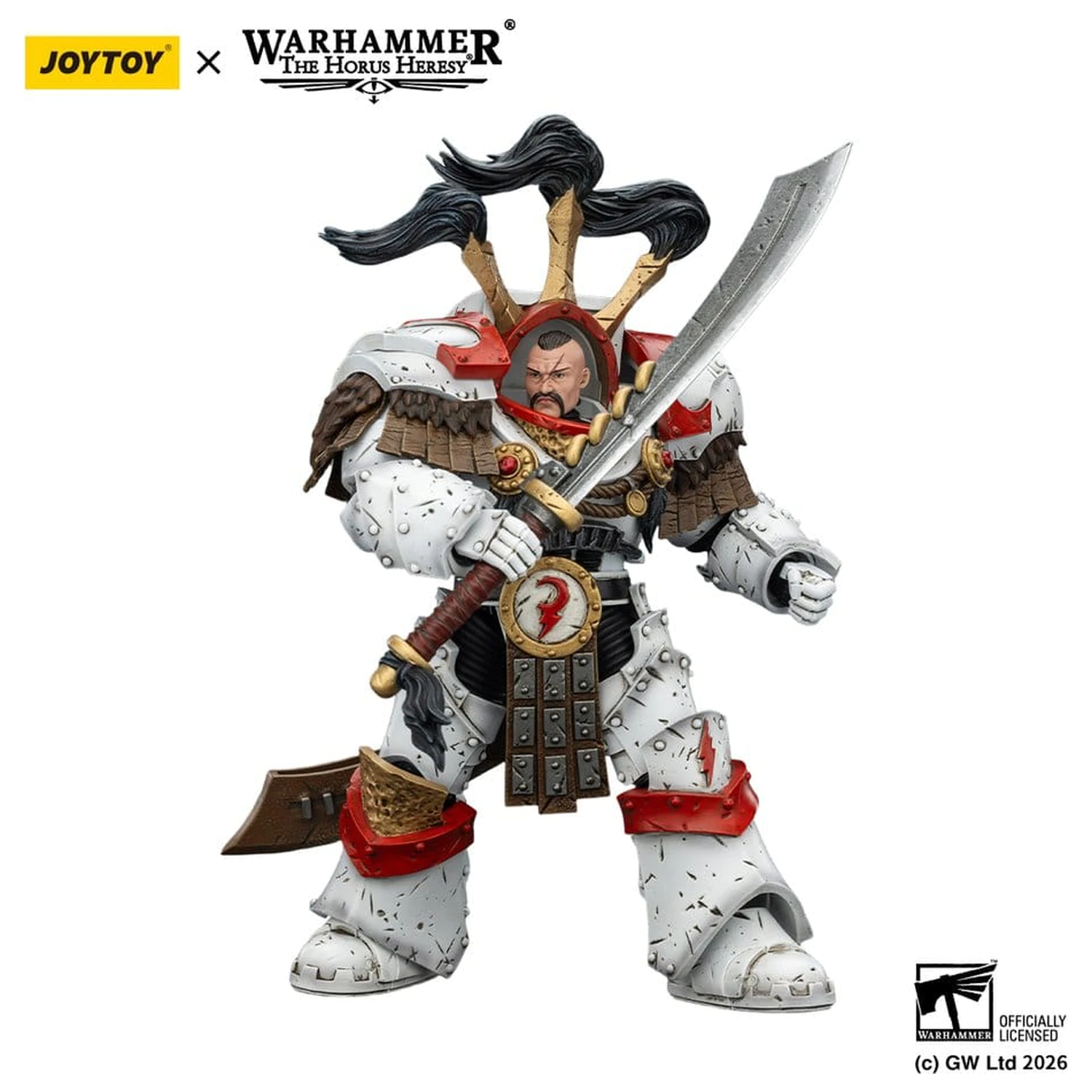 Warhammer 40,000 Actionfigur White Scars Legion Praetor in Cataphractii Terminator Armour mit Cyber Hawk Chogorian Schwert und Combi-Melta 14 cm Produktfoto
