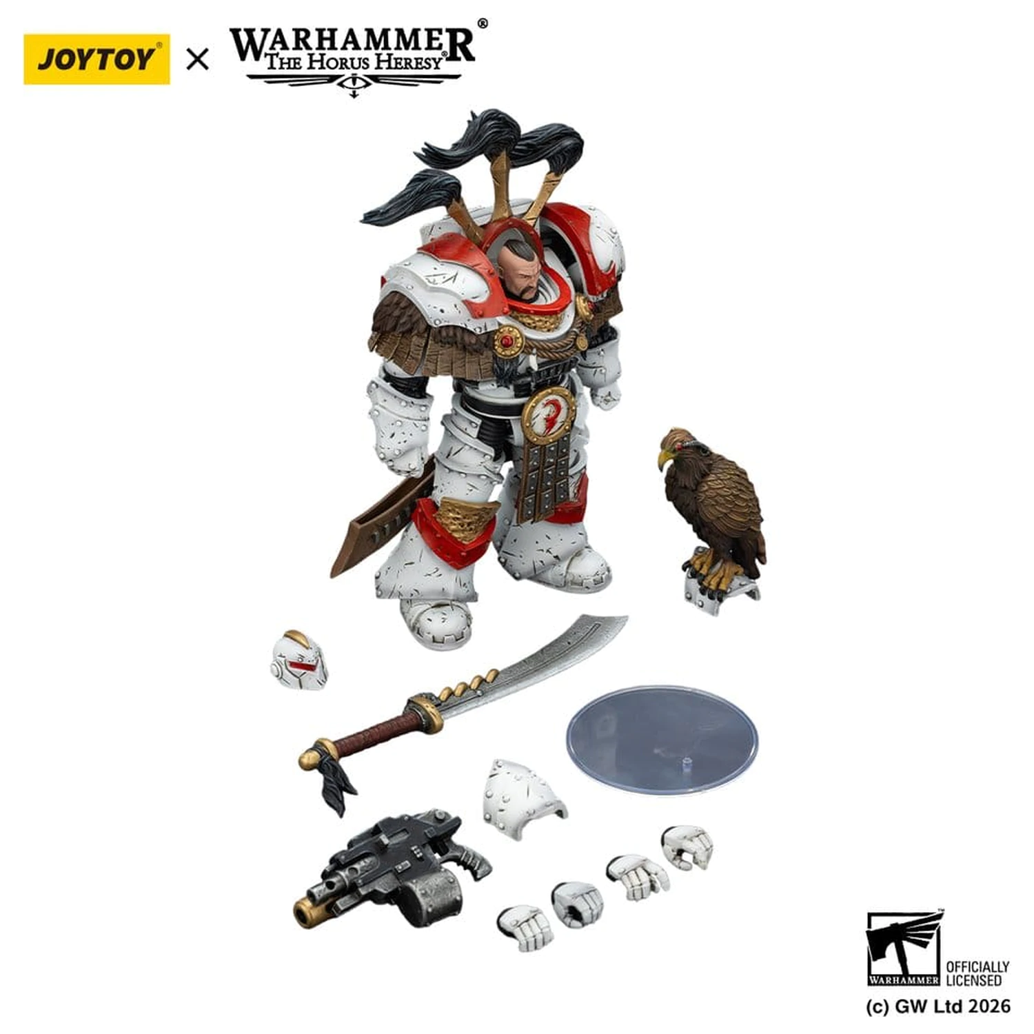 Warhammer 40,000 Actionfigur White Scars Legion Praetor in Cataphractii Terminator Armour mit Cyber Hawk Chogorian Schwert und Combi-Melta 14 cm Produktfoto