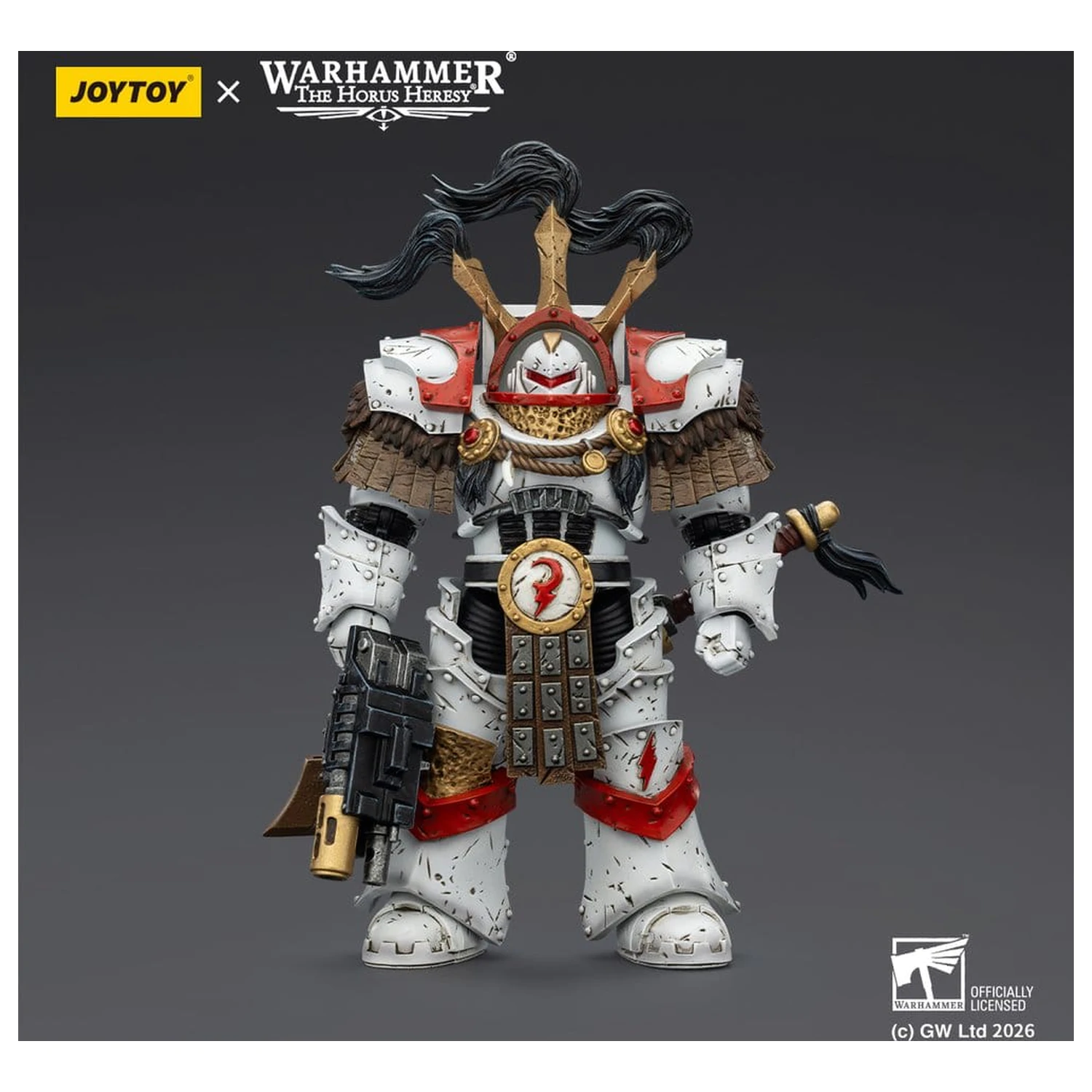Warhammer 40,000 Actionfigur White Scars Legion Praetor in Cataphractii Terminator Armour mit Cyber Hawk Chogorian Schwert und Combi-Melta 14 cm Produktfoto