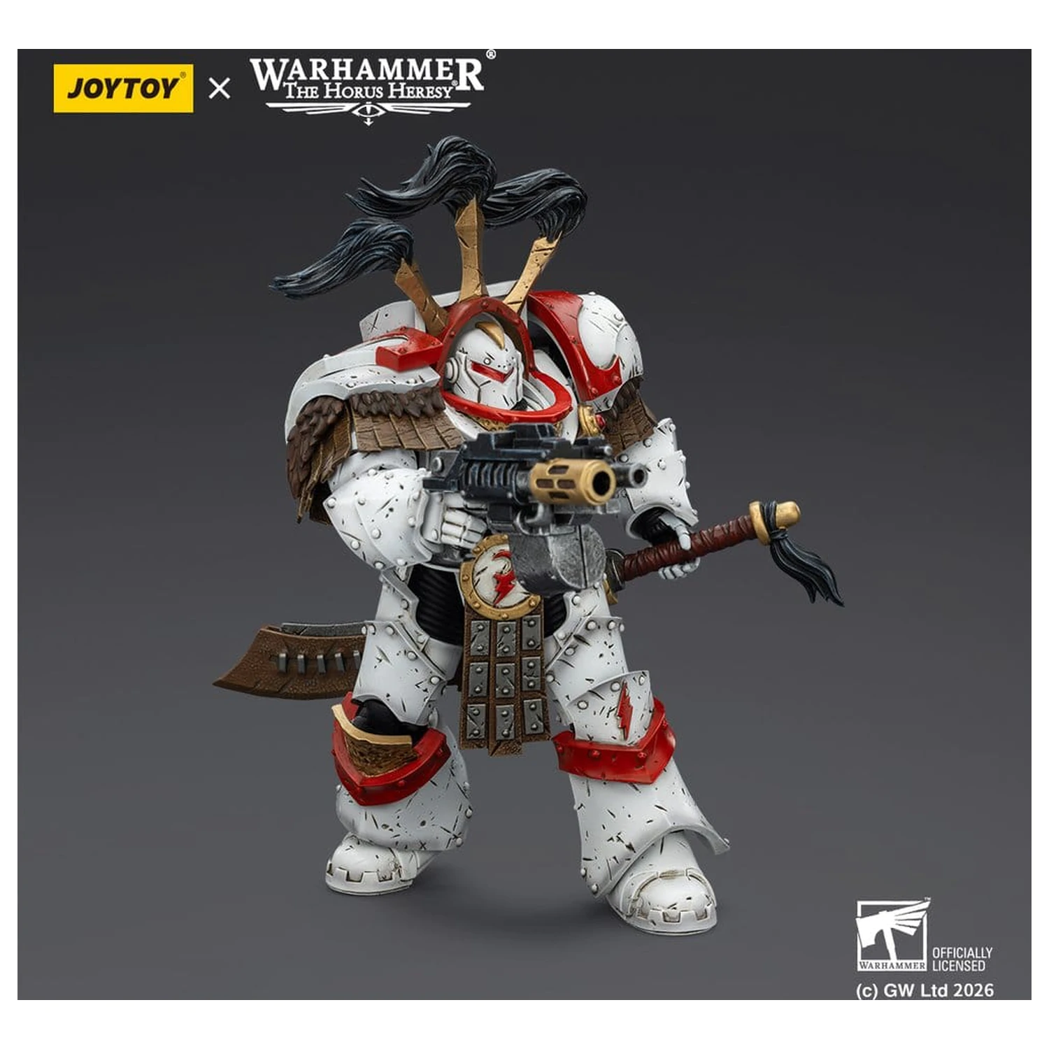 Warhammer 40,000 Actionfigur White Scars Legion Praetor in Cataphractii Terminator Armour mit Cyber Hawk Chogorian Schwert und Combi-Melta 14 cm Produktfoto