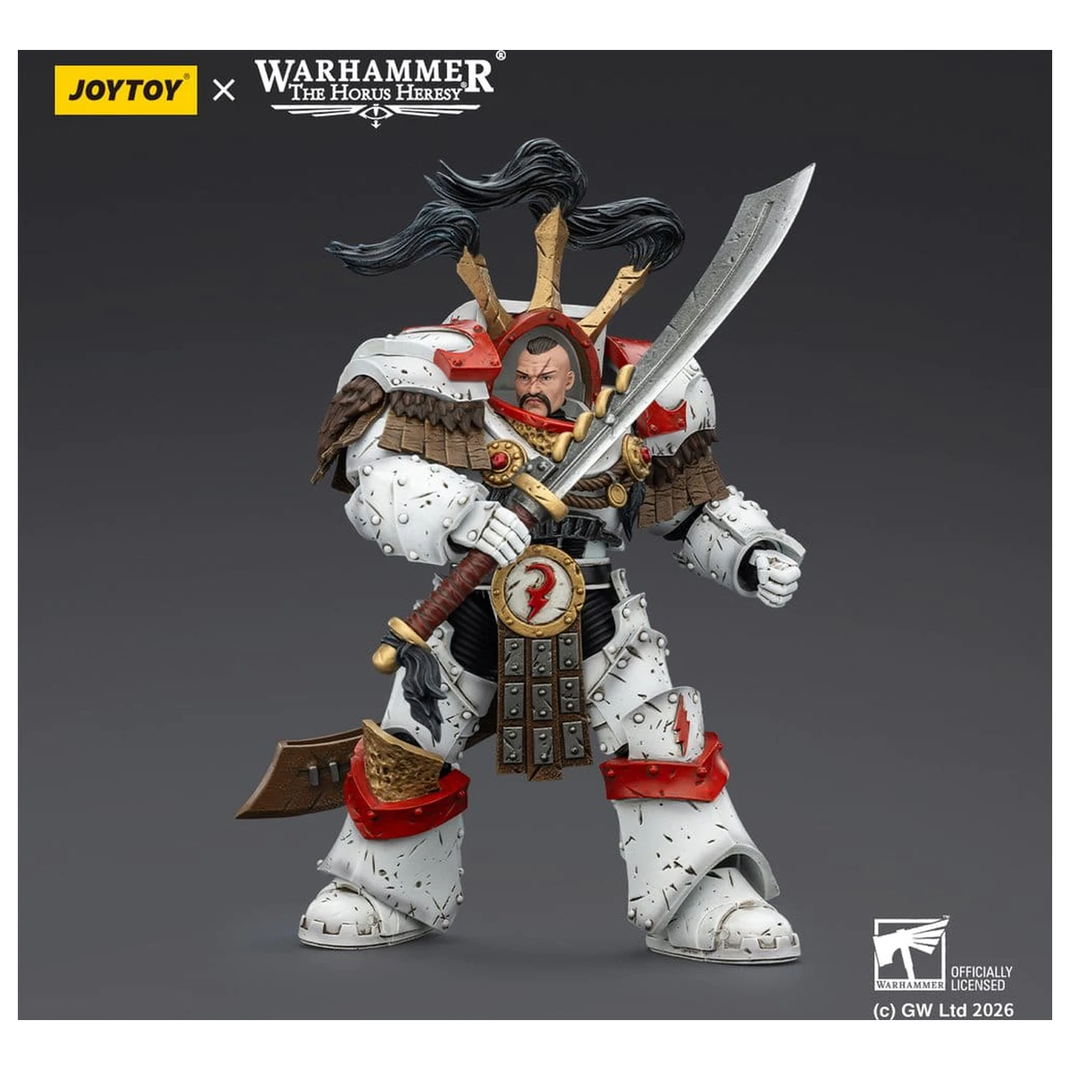 Warhammer 40,000 Actionfigur White Scars Legion Praetor in Cataphractii Terminator Armour mit Cyber Hawk Chogorian Schwert und Combi-Melta 14 cm Produktfoto