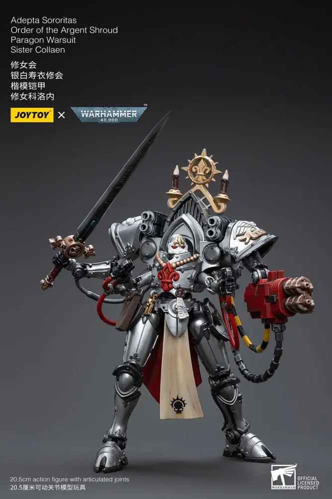 Warhammer 40k Actionfigur 1/18 Adepta Sororitas Order of the Argent Shroud Paragon Warsuit Sister Collaen 21 cm Produktfoto