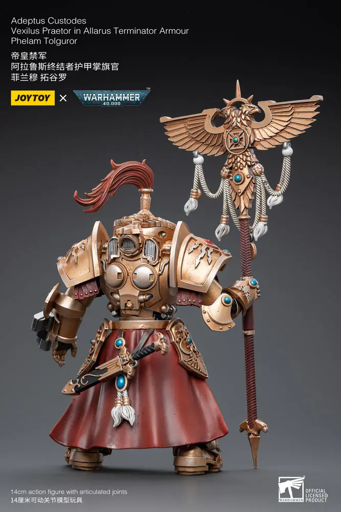 Warhammer 40k Actionfigur 1/18 Adeptus Custodes Vexilus Praetor in Allarus Terminator Armour Phelam Tolguror 14 cm Produktfoto