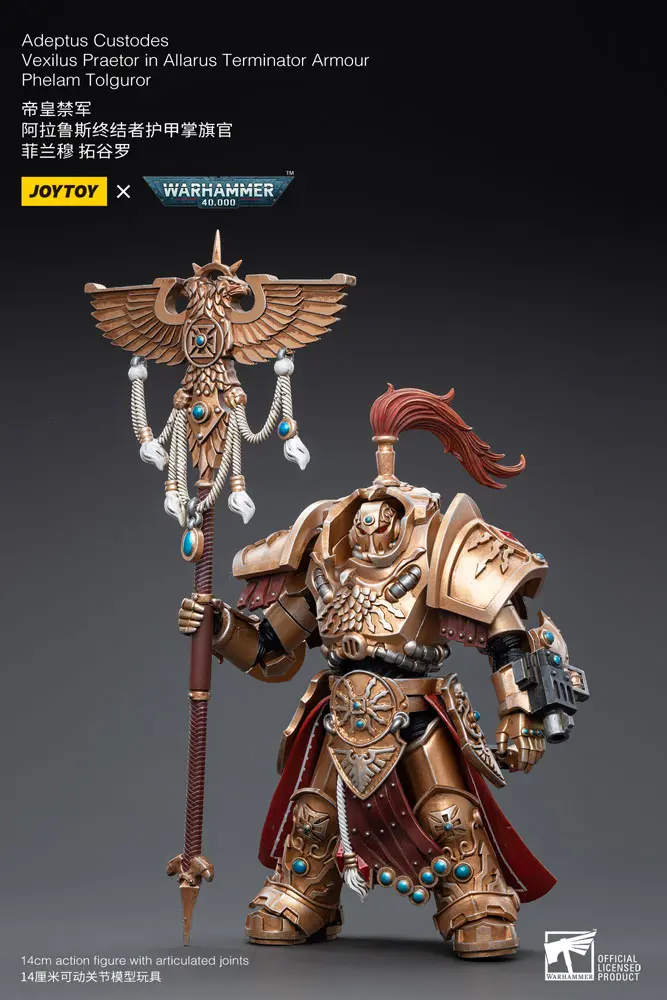 Warhammer 40k Actionfigur 1/18 Adeptus Custodes Vexilus Praetor in Allarus Terminator Armour Phelam Tolguror 14 cm Produktfoto