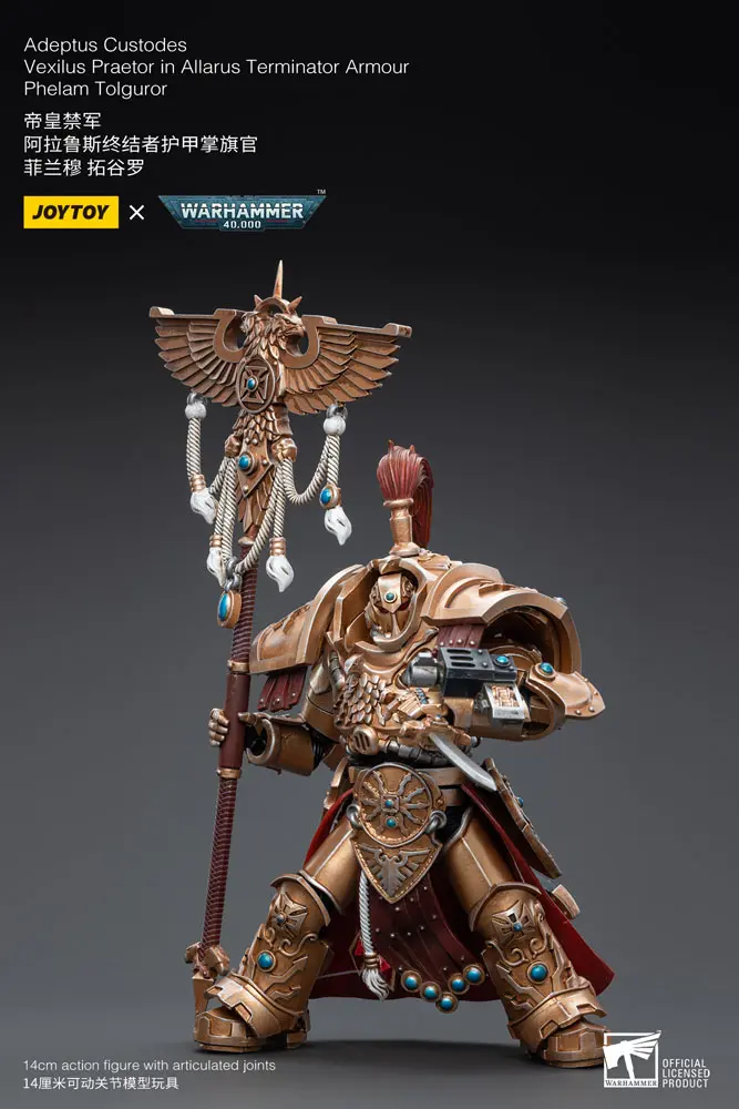 Warhammer 40k Actionfigur 1/18 Adeptus Custodes Vexilus Praetor in Allarus Terminator Armour Phelam Tolguror 14 cm Produktfoto