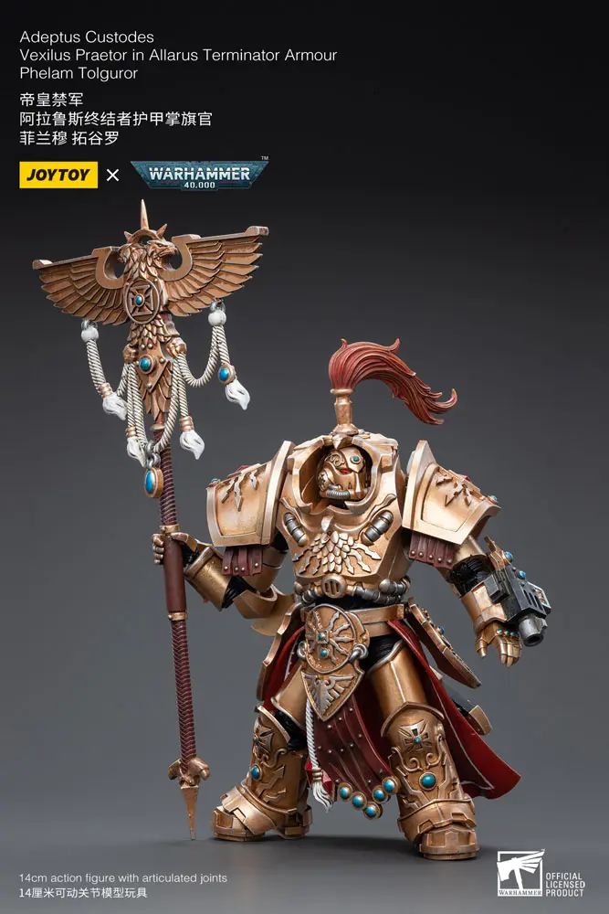 Warhammer 40k Actionfigur 1/18 Adeptus Custodes Vexilus Praetor in Allarus Terminator Armour Phelam Tolguror 14 cm Produktfoto